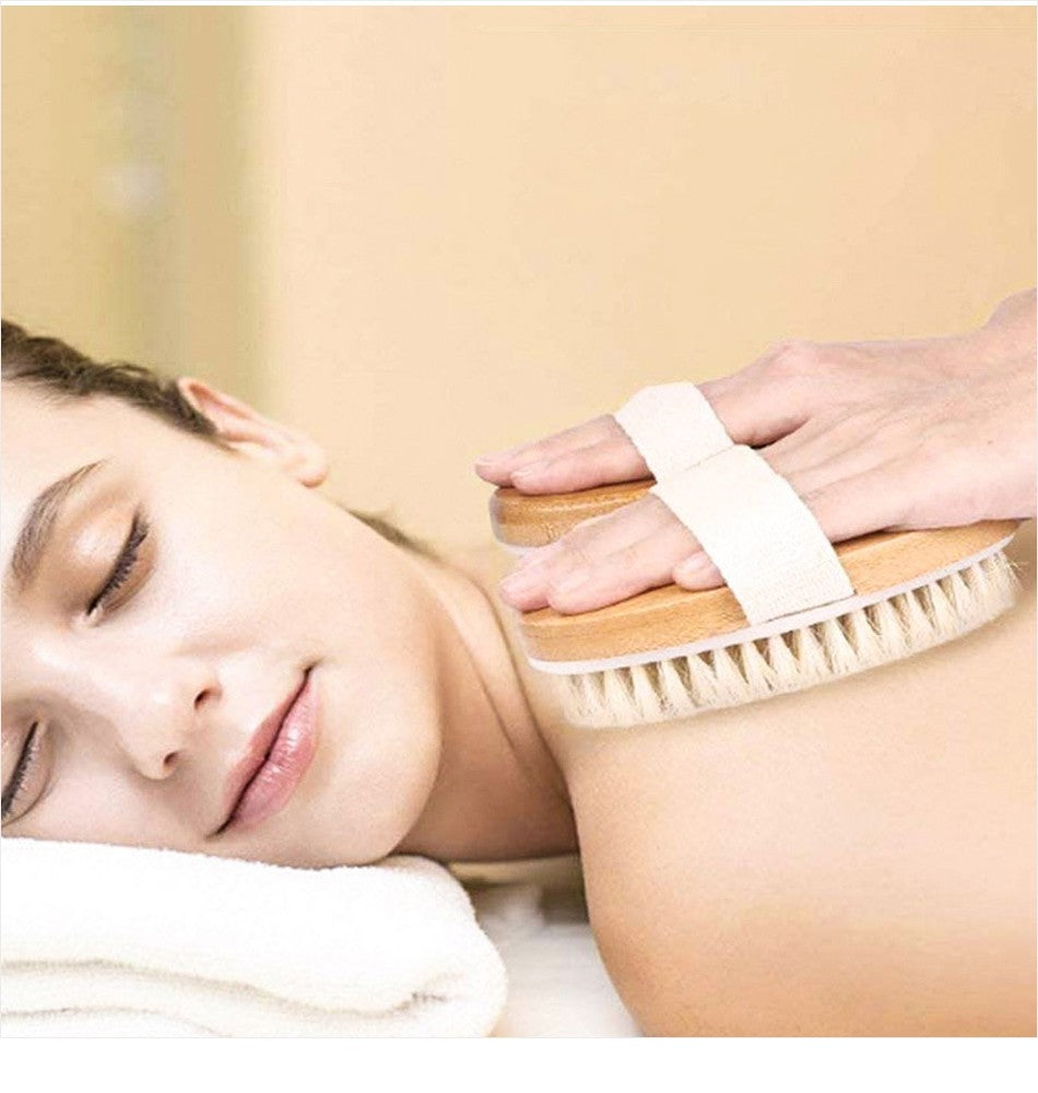 1pcs Exfoliating Wooden Body Massage Shower Brush Natural Bristle Bath Brush Soft SPA Woman Man Skin Care Wet Dry Body Brush
