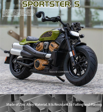 1:12 Scale Sportster S Modelos de Brinquedo de Moto Metal Fundido V4S Motocicletas em Miniatura com Absorção de Choque Pneus de Borracha para Presentes de Meninos