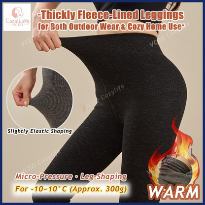 Warm fleece - padded leggings Warm thermal leggings Heavyweight 300g Fleece for Ultimate Warmth High - waisted warm leggings