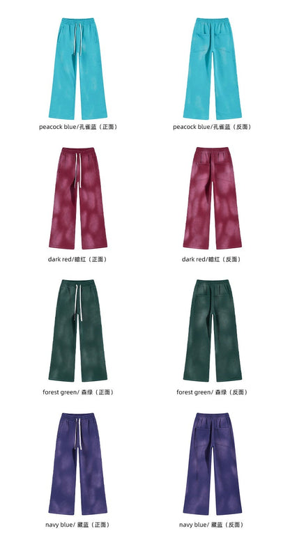 Autumn and winter 2024 new splash ink white spray-dyed loose plus velvet joggers