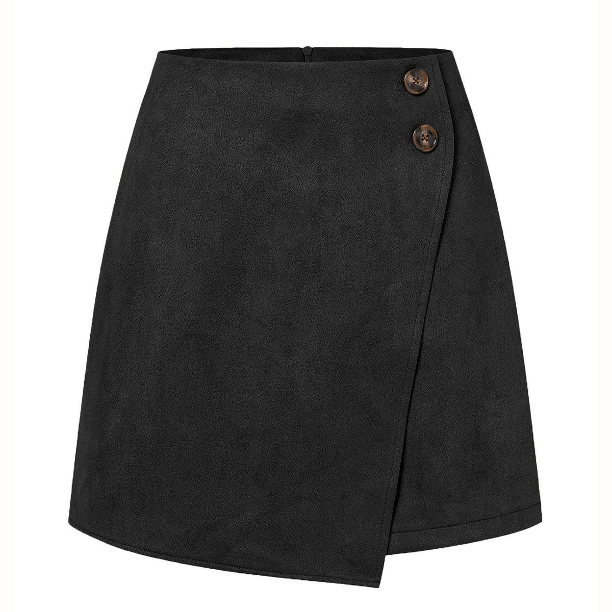 New Arrival 2025 Women's Autumn Winter Suede Irregular Skirt Solid Color High Waist Zipper Button Short Skirts For Woman