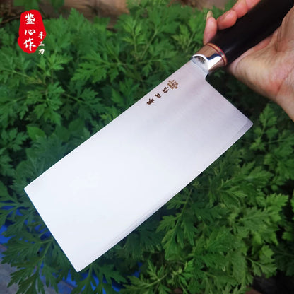 Faca de Chef Chinesa de 7 Polegadas Aço de Alta Velocidade em Pó SG2 Núcleo de Aço Clad de 3 Camadas Lâmina Cabo de Ébano Faca de Cozinha para Fatiar e Cortar