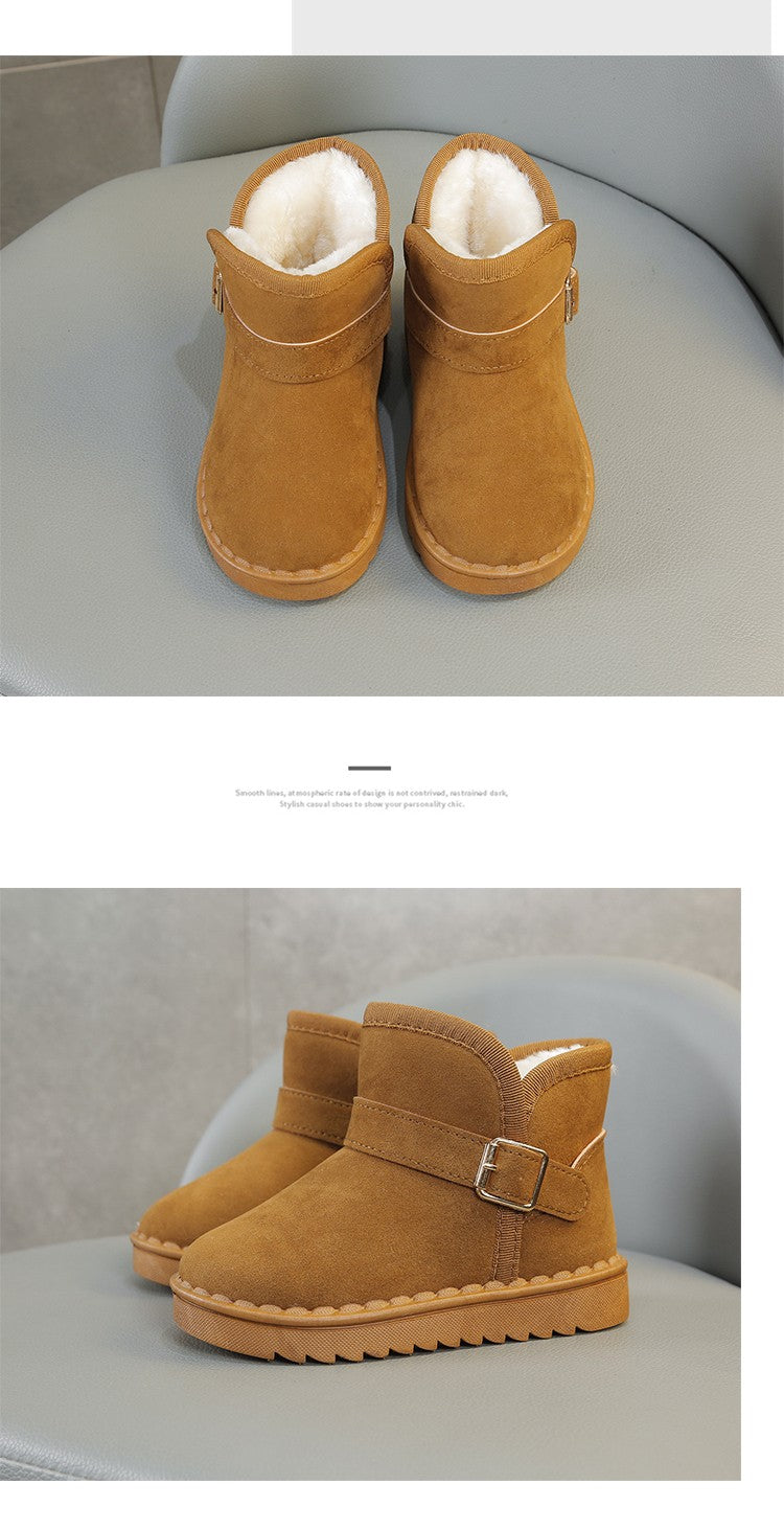 Boys Thermal Boots Kids Versatile Casual Buckle Non-slip Children Fashion Simple Non-slip Girls Snow Boots Cotton Winter Autumn