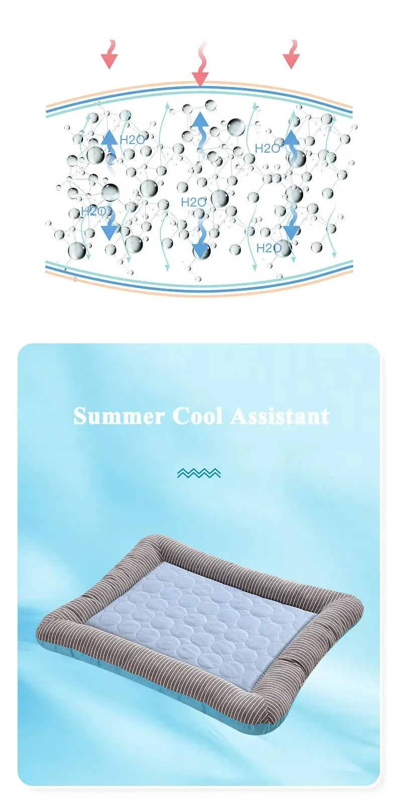 Cama Refrescante para Cães Gatos Filhotes Tapete Gelado Cobertor para Animais de Estimação de Seda Gelada Macio para Dormir no Verão Rosa Azul Respirável