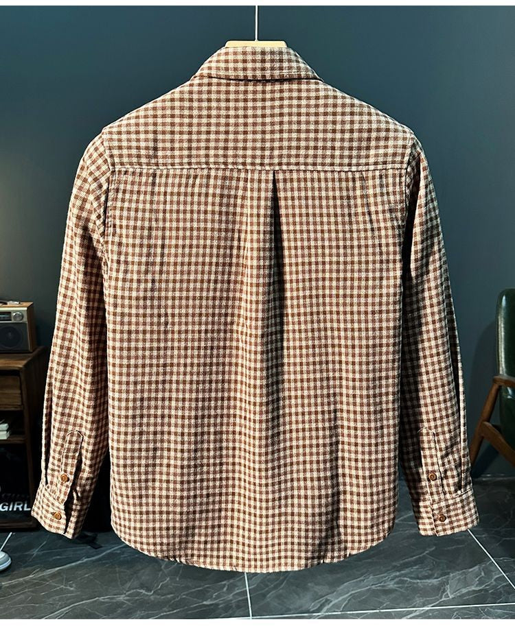 Retro Trendy Plaid Long Sleeve Shirt Autumn and Winter Fashion Jacket Versatile Casual Shirt 2025 New Loose Men's Clothing