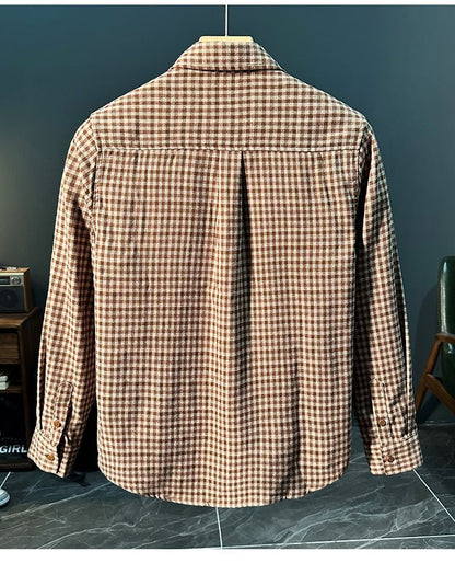 Retro Trendy Plaid Long Sleeve Shirt Autumn and Winter Fashion Jacket Versatile Casual Shirt 2025 New Loose Men's Clothing