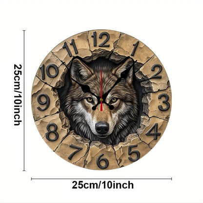 Wilderness And Animals Wooden Round Silent Hanging Wall Clock,Suitable For Living Room,Office,Study Room,Bedroom,Home Decoration