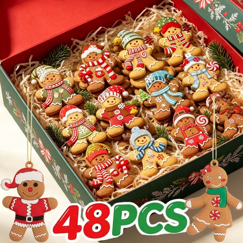 Christmas Gingerbread Man Ornaments Xmas Tree Wooden Hanging Pendants 2026 New Year Party Home Decoration Kids DIY GIft