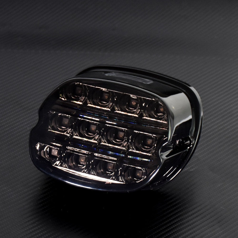 Luz traseira de LED 12V para motocicleta, lente fumê/vermelha, luz de freio, placa de licença, lâmpada traseira para Harley Dyna Touring Sportster Wide Glide