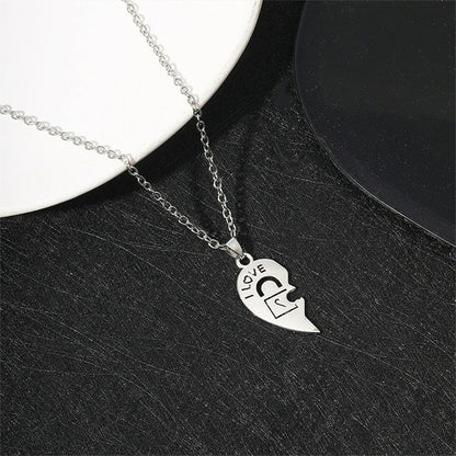 2 Colares para Casal com Pingente de Quebra-Cabeça de Coração "I Love You" com Chave e Cadeado para Namorados, Presente de Dia dos Namorados