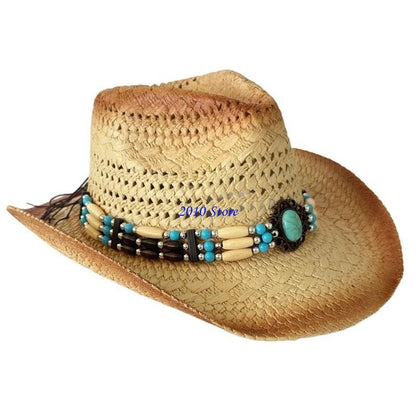 F3MF Fashionable Handwoven Straw Hat Roll Brims Sunproof Panama Hat for Women Bohemian Hat for Vacation and Everyday Wear