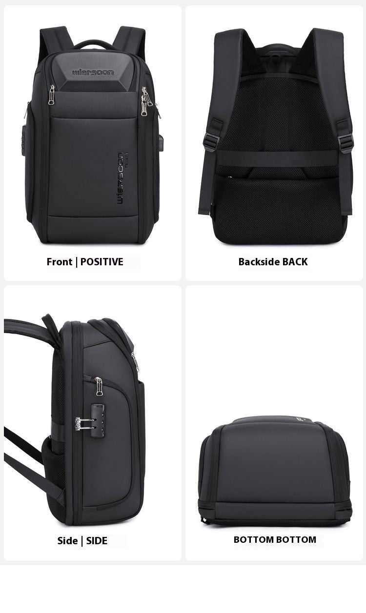 Mochila de negócios masculina 35 L Mochila à prova d'água Grande capacidade Viagem de negócios Multifuncional Senha Antirroubo Bolsa para laptop