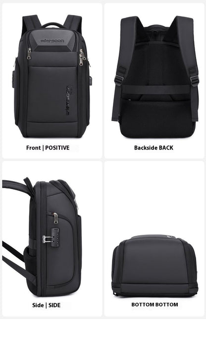 Mochila de negócios masculina 35 L Mochila à prova d'água Grande capacidade Viagem de negócios Multifuncional Senha Antirroubo Bolsa para laptop