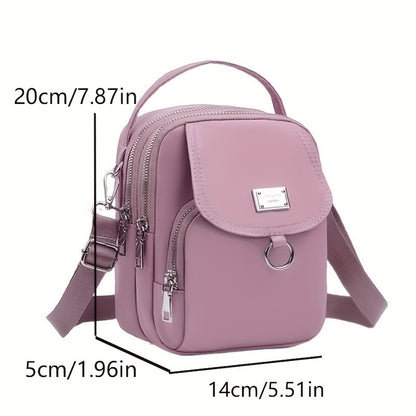 Lightweight Nylon Women's Crossbody Bag, Casual Mini Handbag with Multiple Zip Pouch, Chic Design Shoulder Bag for Everyday Use