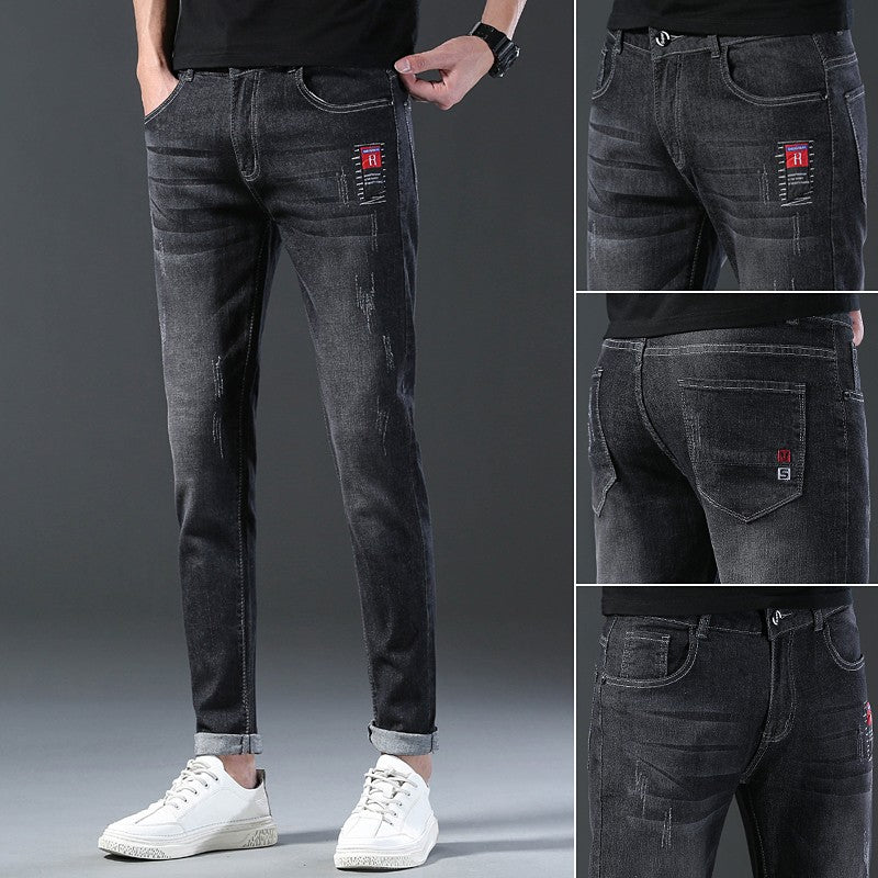 2024 Men's Fashion and Casual New Four Seasons Lightweight Long Pants Men's denim pants Straight leg pants Elastic jeans