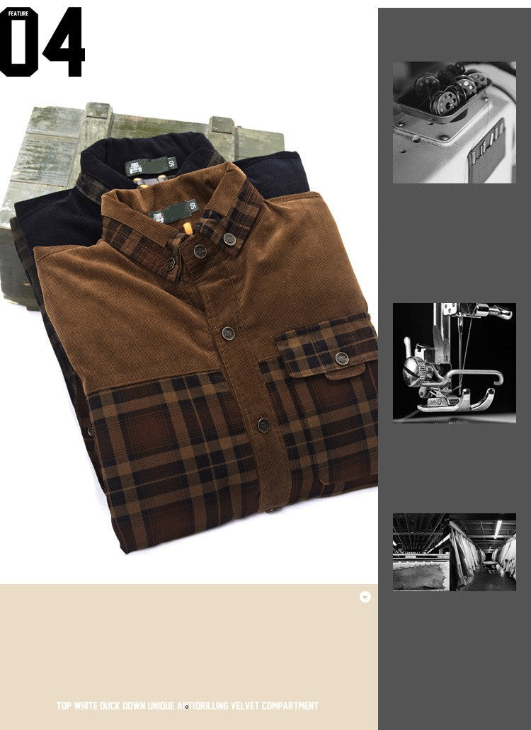 Brand Shirt Men Casual Shirts Wool Fleece Thick Warm Shirts for Men Handwork Plaid Shirt Men Camisa Denim Hombre Size M-4XL