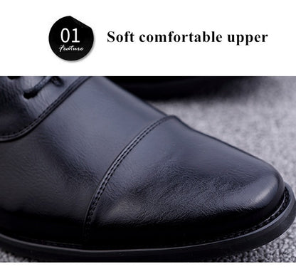 European Style Brown Leather Shoes Man Platform Pointed Toe Men's Dress Shoes Large Size 38-48 Quality Elegant Shoes For Men