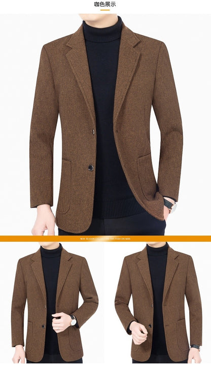 2025 Spring/ Autumn New Men's Blazer - Business Casual Single Suit Jacket for Middle-Aged Gentlemen
