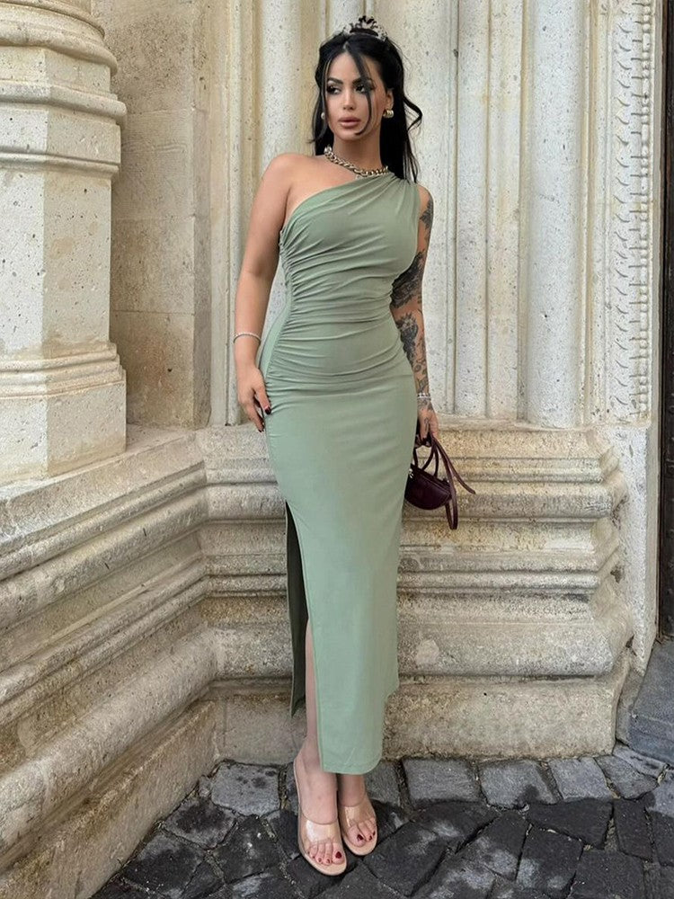 Summer Women' Maxi Dresses Sexy Split Fashion Sleeveless Backless Slim Dress Female Casual Streetwear Club Elegant Party Dresses