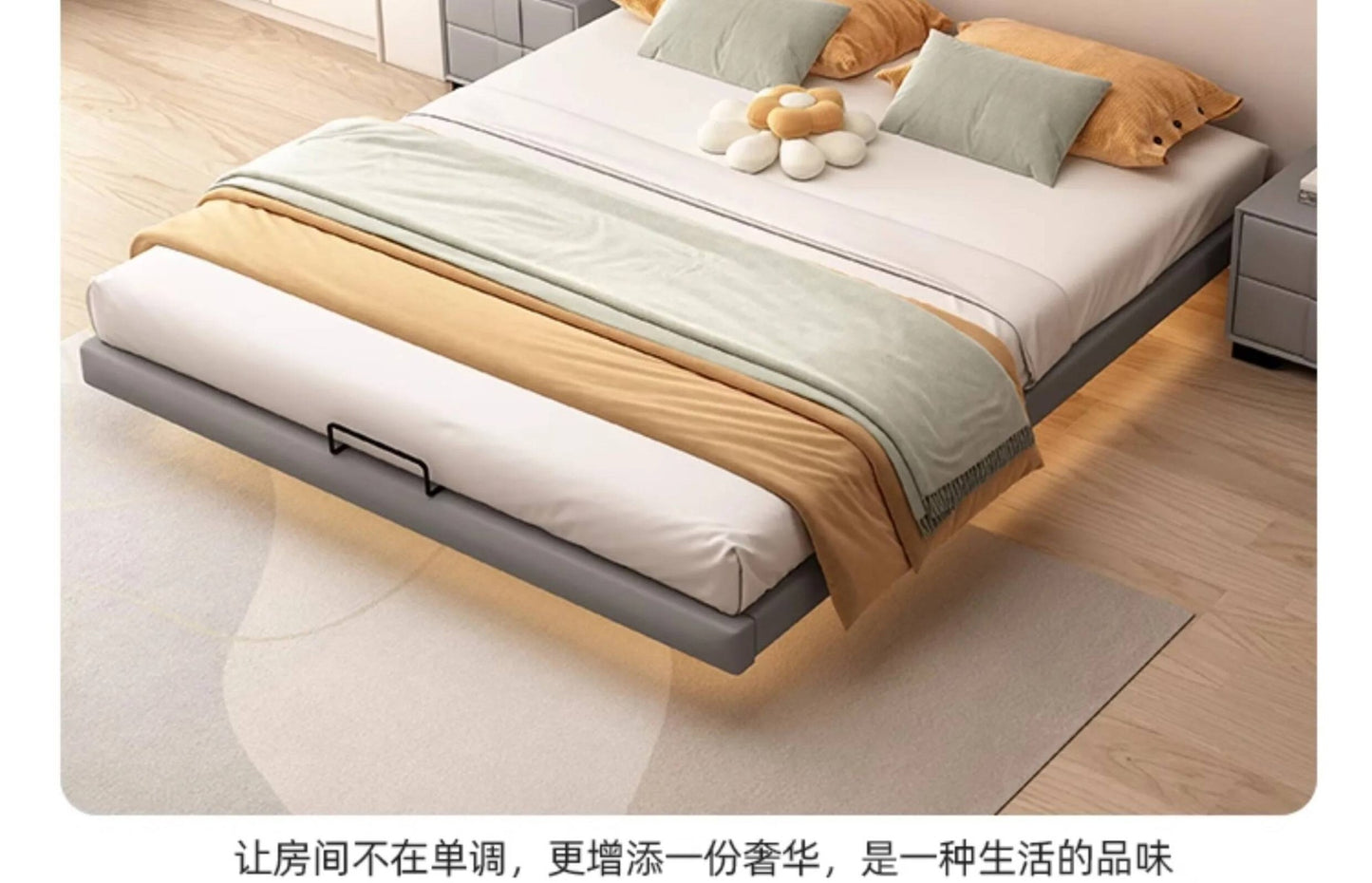 Estrutura de Cama King Size Quarto de Casal Queen Moderna de Luxo Preta Estrutura de Cama de Metal Lounge Cama Elástica Pula Móveis que Economizam Espaço