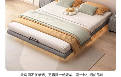Estrutura de Cama King Size Quarto de Casal Queen Moderna de Luxo Preta Estrutura de Cama de Metal Lounge Cama Elástica Pula Móveis que Economizam Espaço