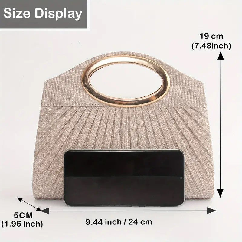 Evening Bag Ladies Pleated Party Lightweight Clutches for women solid silver black champagne handbags