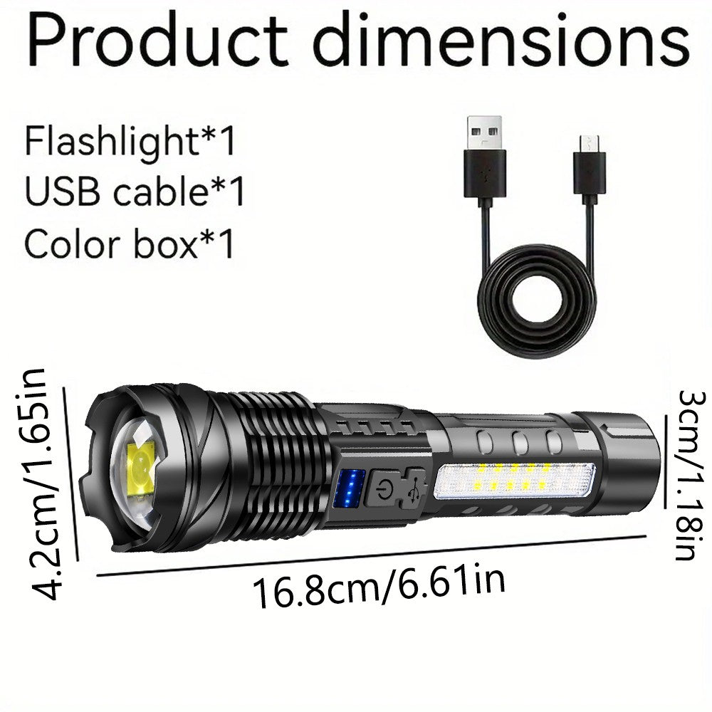 4PACK Super Bright Rechargeable LED Flashlight Zoom Tactical LED Light for Hiking Camping Fishing Lantern Built in 18650 Battery