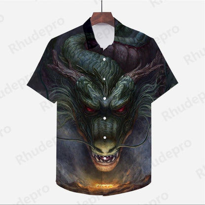 Men's Clothes Seaside Trip Dragon Ball Z Shirt Cool Beach Style Anime High Quality Streetwear Summer Goku Fashion 2024 Y2k