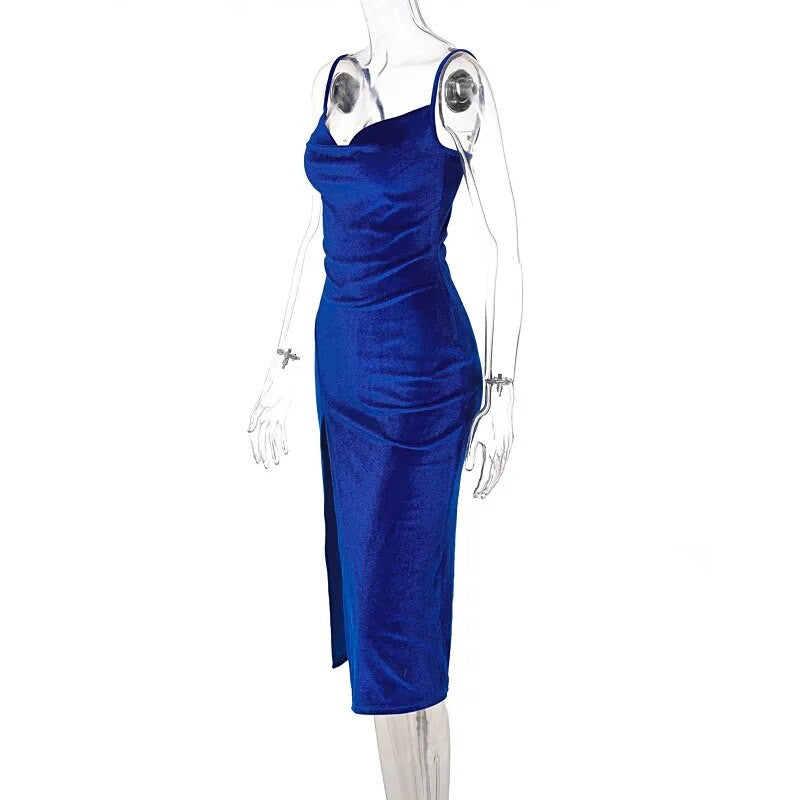 Women 2024 Autumn Winter Elegant Party Club Evening Velvet Streetwear Bodycon Mi