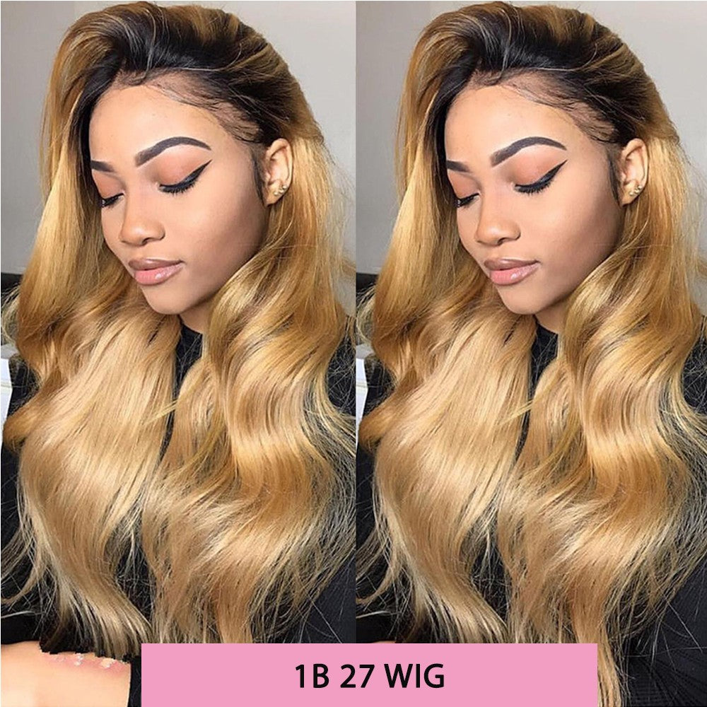 Peruca Front Lace Mel Loira Pré-arrancada 1B 27 Cabelo Humano Ombre Body Wave Peruca Front Lace Cabelo Humano 180% Bodywave Cru 30 Polegadas