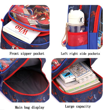 Disney Spiderman Unisex Backpacks Large Capacity Gilding Print Schoolbag For Children's Gifts With Pen Case