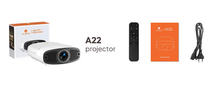 Projetor VEVSHAO A22 Full HD 1080P 4K 1000ANSI Android WiFi Foco Automático 10W*2 Projetor de Home Theater para Reuniões de Escritório e Vídeo