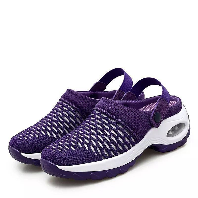 Women Walking Shoes Air Cushion Slip-On Orthopedic Diabetic Ladies Platform Mules Mesh Lightweight Slipper Wedge Female Sneaker
