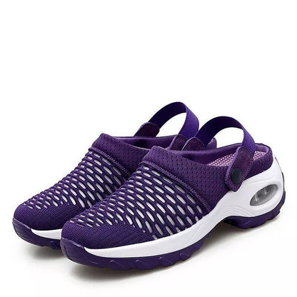 Women Walking Shoes Air Cushion Slip-On Orthopedic Diabetic Ladies Platform Mules Mesh Lightweight Slipper Wedge Female Sneaker