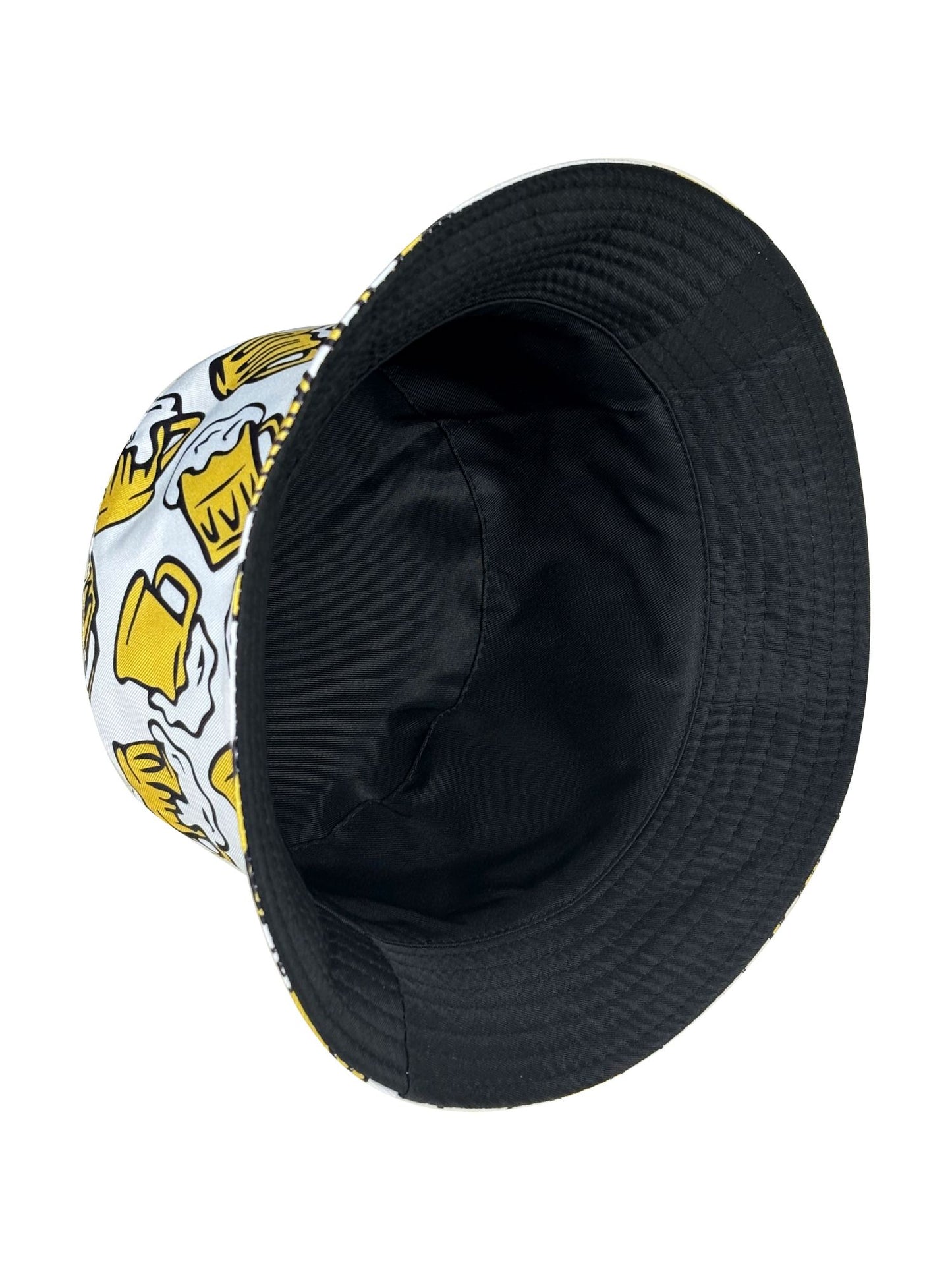 Beer Cheers Party Bucket Hat, Reversible Wear Foldable Lightweight Design,Cartoon Pattern Basin Hat,Unisex Casual Sun Hat for Beach and Festival Party Use