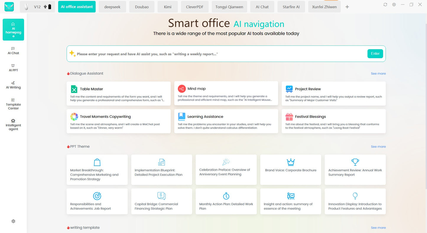 Ai Voice Mouse Wireless Bluetooth Dual-Mode Rechargeable for Laptop Pc Voice Typing Translation Deepseek Gpt intelligent Office