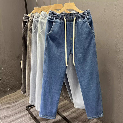 Men's Casual Loose Straight Leg Jeans Thin Wear Resistant Spring Autumn Vintage Workwear Trousers Comfortable Denim Pants