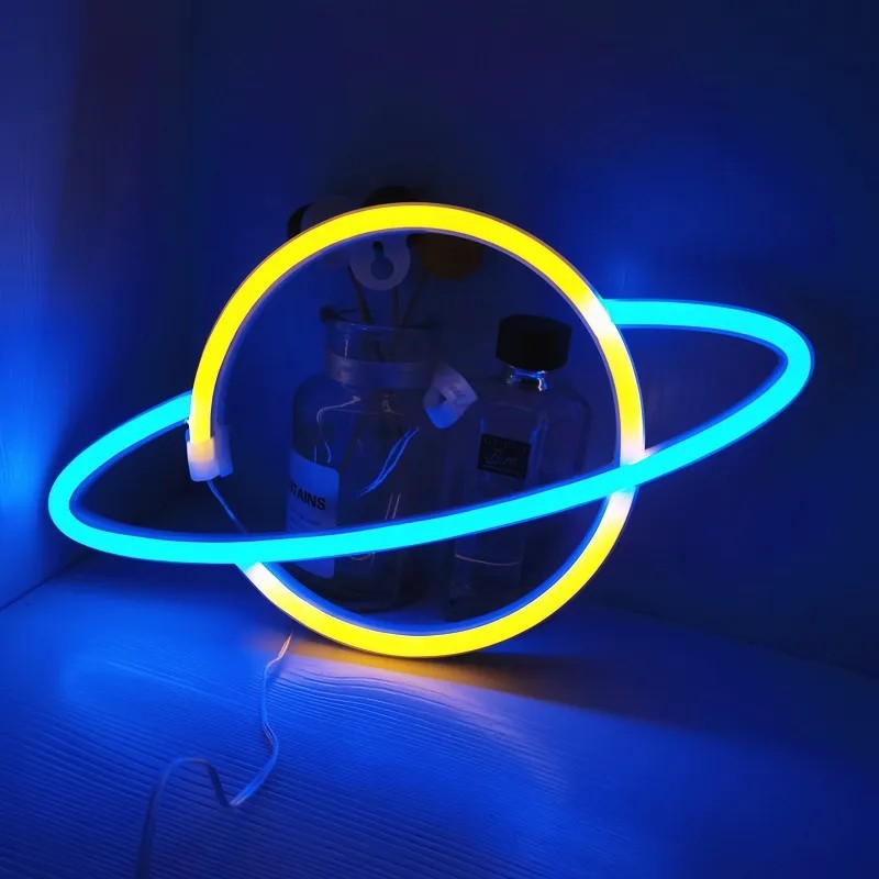 Neon Sign Alien Face Shaped Wall Hanging Lights for Home Game Room Saucerman  Plant LED Night Lamps Xmas Party Holiday Art Decor