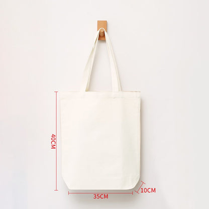Large Capacity Canvas Shopping Bags Folding Eco-Friendly Cotton Tote Bags Reusable DIY Shoulder Bag Grocery Handbag Beige White
