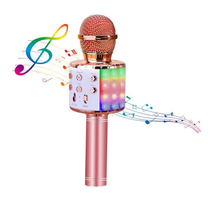 Microfone de Karaokê para Adultos, Microfone Bluetooth Sem Fio para Cantar Máquina de Karaokê Portátil com Luzes LED