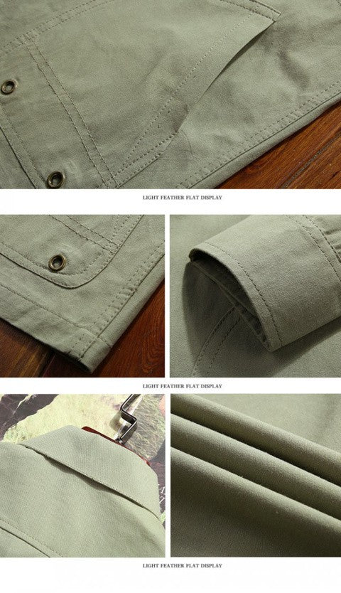 Spring Thin Shirt 2024 New Middle-aged Men's Retro Solid Color Hiking Fishing Top Simple Fashion Men's Long Sleeve Cargo Coat