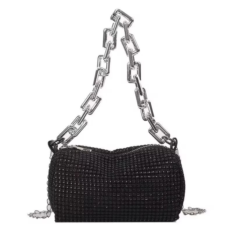 Luxury Rhinestone Bucket Bag Glitter Chain Prom Purse Women's Dinner Package Fashion Female Shoulder Bag