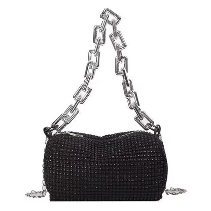 Luxury Rhinestone Bucket Bag Glitter Chain Prom Purse Women's Dinner Package Fashion Female Shoulder Bag