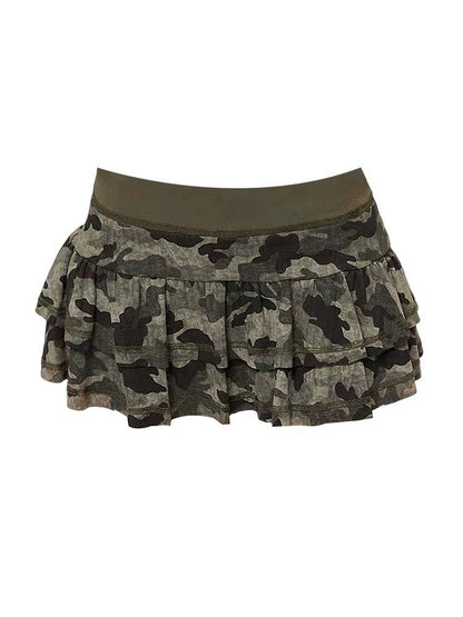 Y2K fashion sweet striped layered mini skirt for women Harajuku A-line skirt 90s Summer Hot Girl elastic high-waisted cake skirt