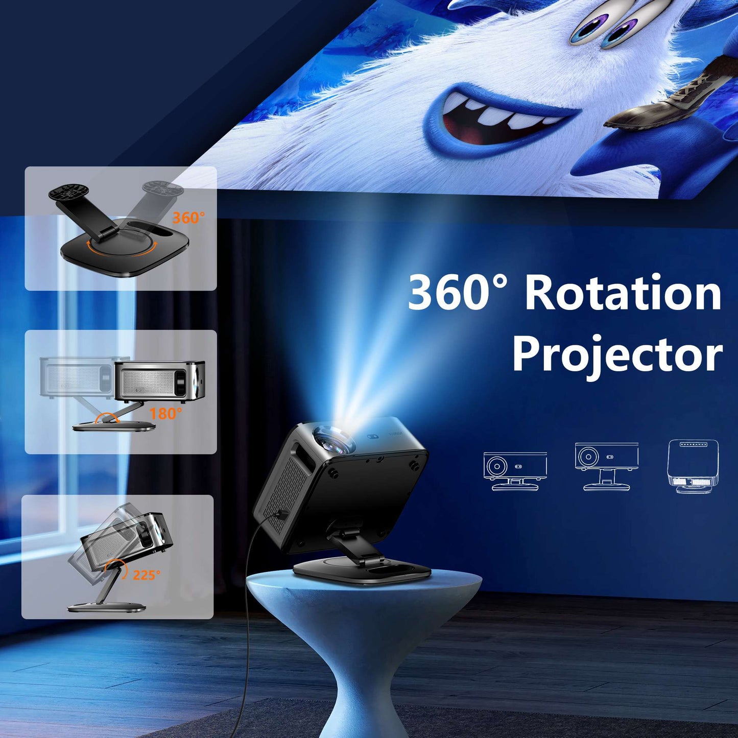 XIWBSY 40000Lumens Portable Projector 4K Android 12.0 Daylight Projector 64G 8K Video Home Theater AutoFocus Smart Proyector