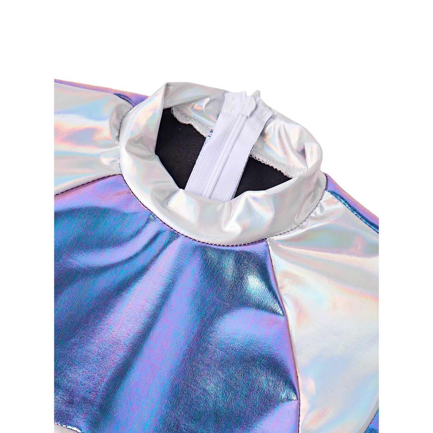 Toddler Baby Girls Alien Costume Dress Kids Shiny Metallic Space Themed Party Dress with Headband Glasses for Halloween Cosplay