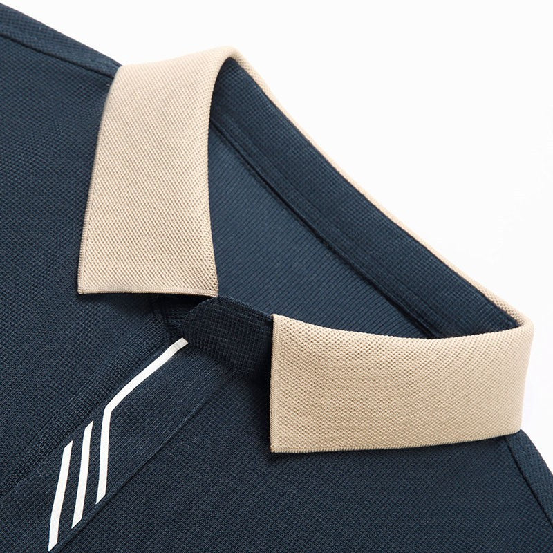 New Men's Business Casual Long Sleeved Shirt Solid Color Polo Shirt Fashionable Breathable Comfortable Versatile Top