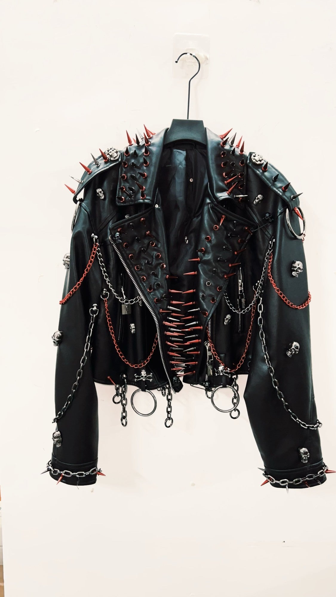 vintage Leather jacket Gothic Leather jacket Punk Leather jacketoversizeLeather jacket Rivet Leather jacket skull Leather jacket
