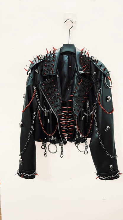 vintage Leather jacket Gothic Leather jacket Punk Leather jacketoversizeLeather jacket Rivet Leather jacket skull Leather jacket
