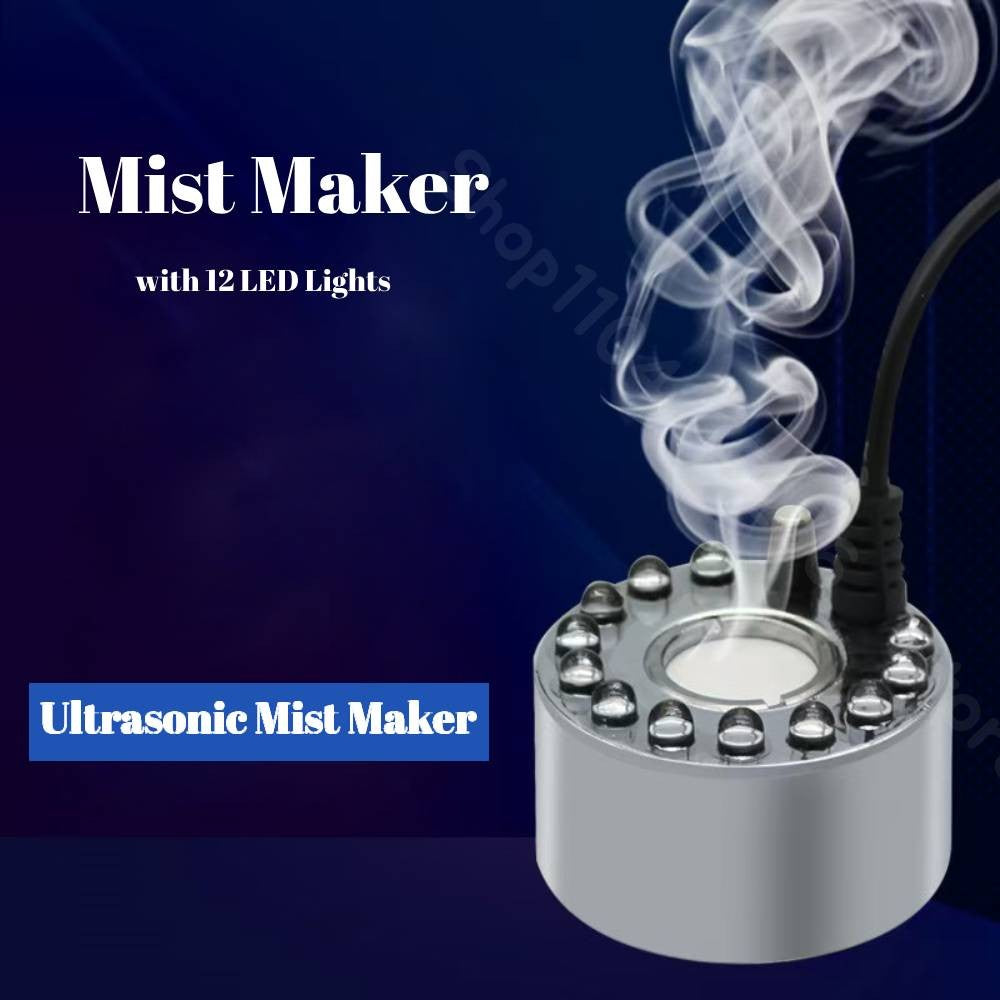 Ultrasonic Mist Maker Fogger Halloween Atomizer LED Pumpkin Light Water Fountain Pond Fog Machine for Halloween Party Decoration